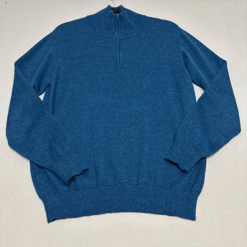 Golden Alpaca 100% Baby Alpaca Sweater Men’s Blue 1/4 Zip Made in Peru Size Smal